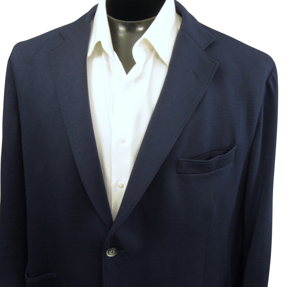 Samuelsohn Mens Unstrucutred Blazer 50 Navy Blue Knit Super 120s Wool